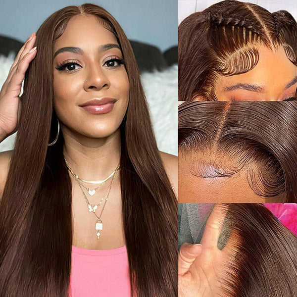 Firieya Chocolate Brown Pre plucked Glueless Wear Go Human Hair Wigs Brown Colored 9x6 HD Lace Closure Wig