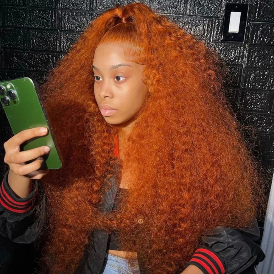 Firieya Ginger Orange Deep Wave Lace Front Wigs Human Hair Colored 13x4 HD Transparent Lace Frontal Wig