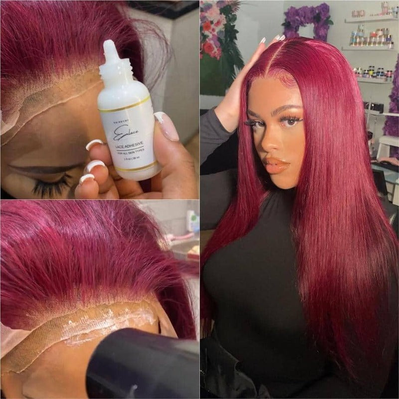Firieya 13x6 HD Lace Full Frontal 99J Straight Human Hair Wig Burgundy Lace Frontal Wig