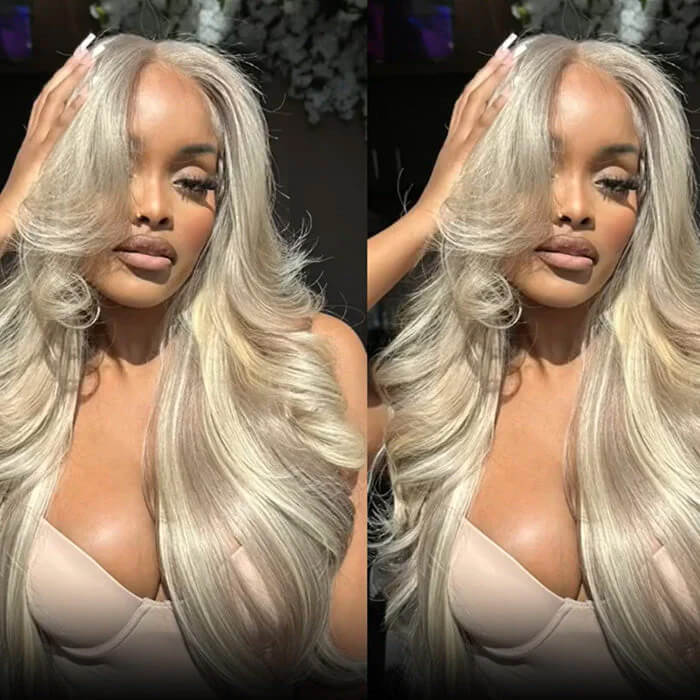 Firieya Blonde Highlight Curtain Bangs Body Wave Wigs 13x4 HD Lace Frontal Layered Human Hair Wigs