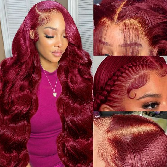 Firieya Pre-cut Lace Wig Body Wave Hair 99J Burgundy Color Wear Go Glueless Wig 9x6 HD Lace Wig Preplucked with Natural Hairline