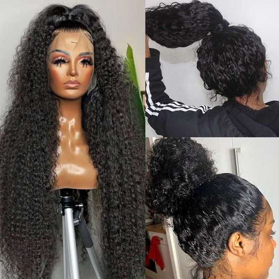 Firieya 360 Transparent Lace Kinky Curly Wig Pre Front Wig Pre Plucked Real HD Lace Human Hair Wigs