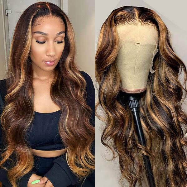 [Flash Sale] #P4/27 Highlight Wig Body Wave 13x4 Lace Front Human Hair Wig