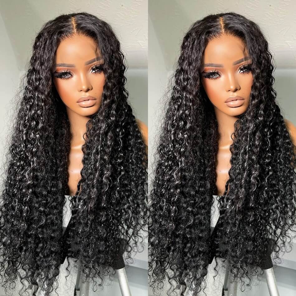 300% Density Bold Bounce Glueless Water Wave 13x4 HD Lace Front Wigs Transparent Lace Color Wig Plucked Hairline