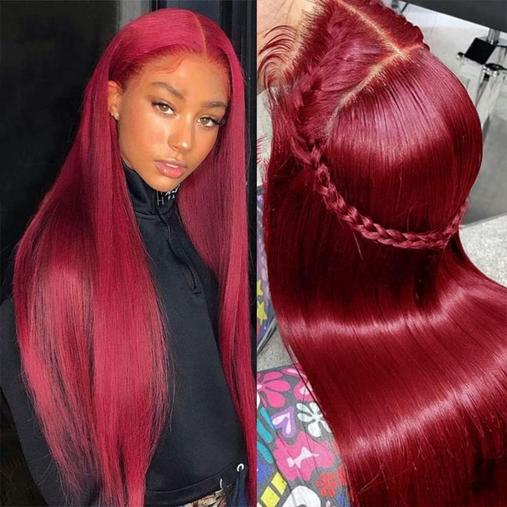 Firieya 99j Burgundy Lace Front Wigs Human Hair Pre Plucked  Straight 7x5 HD Lace Front Human Hair Wigs for Women with Baby hair