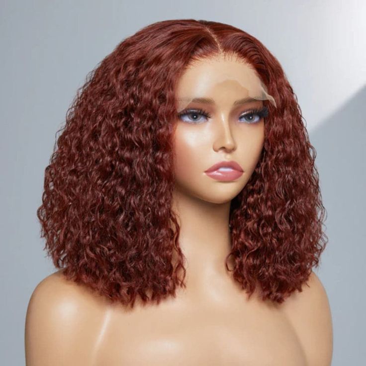 Firieya Reddish Brown Kinky Curly 5x5 HD Transparent Lace Closure Wigs Auburn Copper Red Colored Wig for Black Women