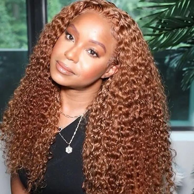 Firieya Blonde Brown #30 Jerry Curly Colored Human Hair Lace Frontal Wig 13x4 HD Lace Blonde Curly Wig