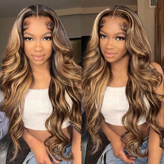 Firieya 5x5 Lace Honey Blonde HD Lace Closure Body Wave Wig Piano Highlights Human Hair Wigs