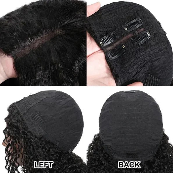 Firieya Water Wave V Part Wig No Leave Out Thin Part Glueless Wigs Human Hair Wig
