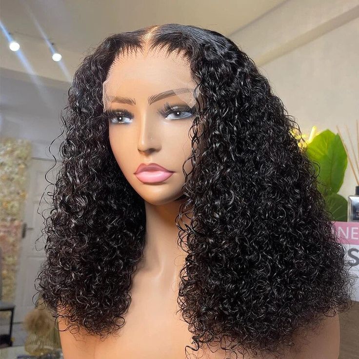 Firieya HD Lace Glueless 4x4 Closure Wig Pre Plucked Kinky Curly Invisible Lace Closure Human Hair Wigs