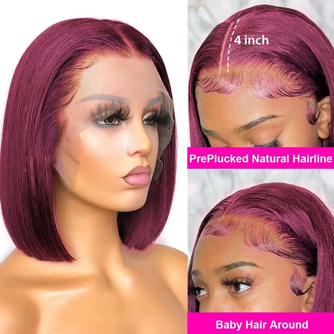[Flash sale] Burgundy Red 99J Color Bob Wig Straight Human Hair Wigs