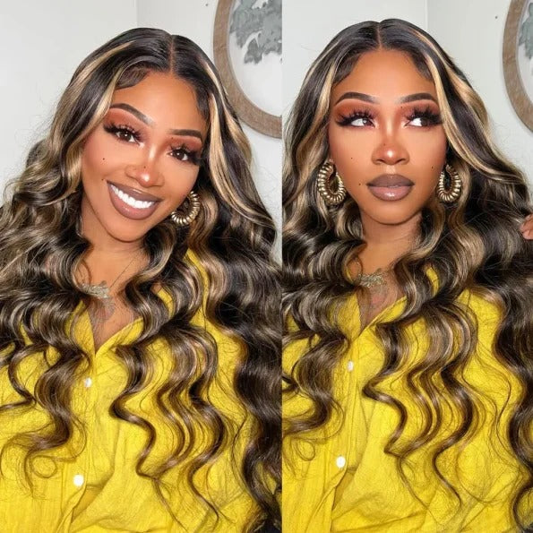 Firieya Balayage Highlight Wig Straight/Body Wave 7×5 HD Wear Go Glueless Pre-Cut Lace Wig
