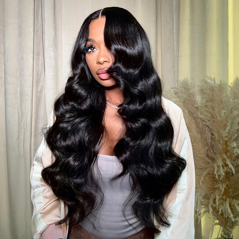 Firieya Affordable #1 Jet Black Body Wave Wig 13x6 Lace Front Human Hair Wigs