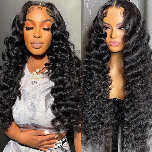 Firieya Loose Deep Wave 13x6 HD Full Lace Front Wigs Pre Plucked Hairline Human Hair Wig