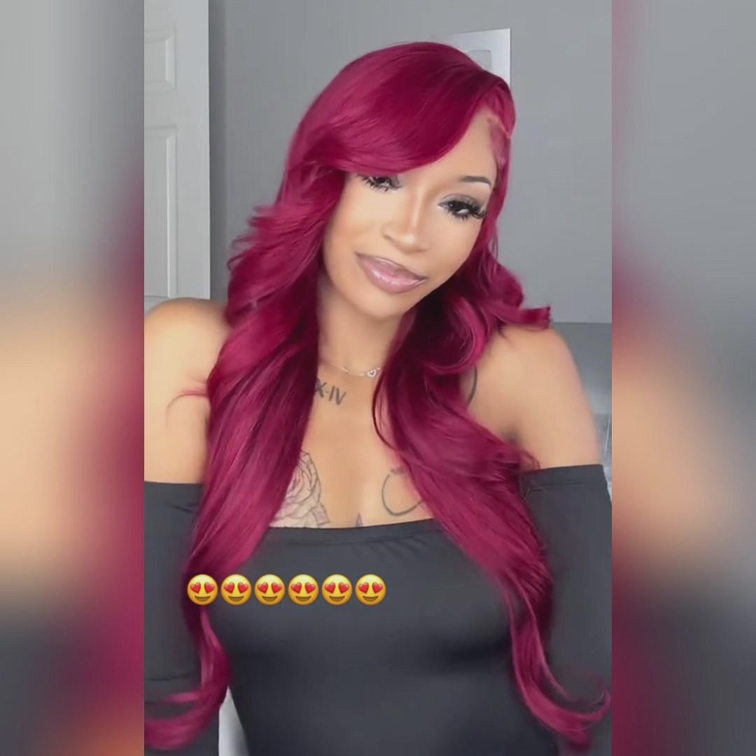 Firieya 13x4 HD 99J Burgundy Wigs Body Wave Glueless Human Hair Wigs Pre plucked Lace Frontal Wig