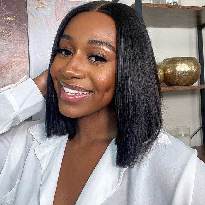 Firieya Short Bob 13x4 HD Lace Frontal HD Lace Wig Natural Black  Human Hair Wig