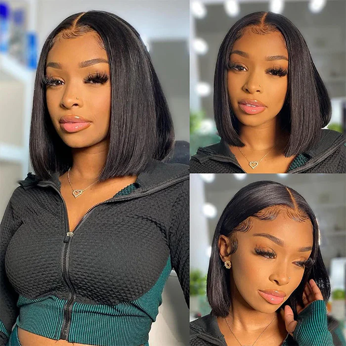 Firieya Short Bob 13x4 HD Lace Frontal HD Lace Wig Natural Black  Human Hair Wig