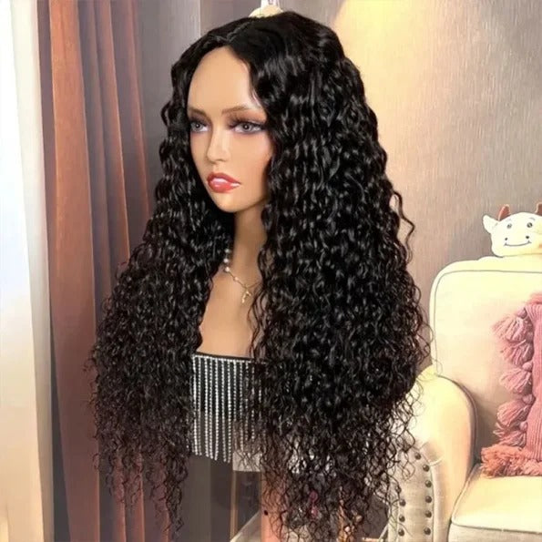 Firieya Water Wave V Part Wig No Leave Out Thin Part Glueless Wigs Human Hair Wig